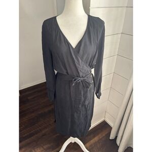 Alp n Rock Maya Wrap Dress Womens XL Black Button Front Tie Long Sleeve Travel